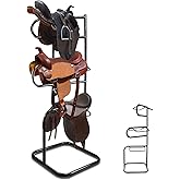 HDYEGY 3 Tier Saddle Rack,Heavy Duty Rotatable Saddle Stand for English and Western Saddles,Horse Tack Storage for Horse Stall,Stable,Tack Room, Garage, Equestrian Shop