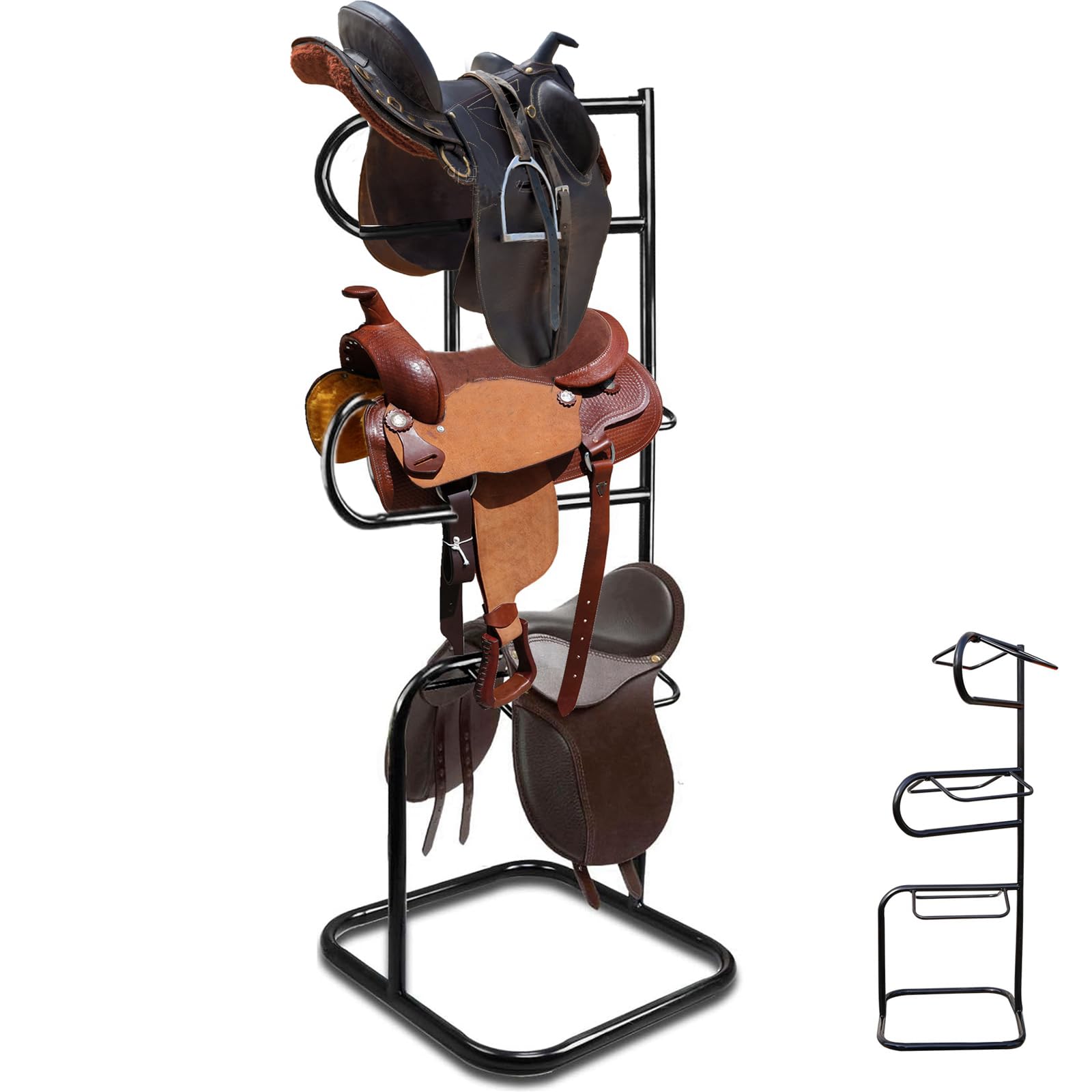 Photo 1 of HDYEGY 3 Tier Saddle Rack,Heavy Duty Rotatable Saddle Stand for English and Western Saddles,Horse Tack Storage for Horse Stall,Stable,Tack Room, Garage, Equestrian Shop