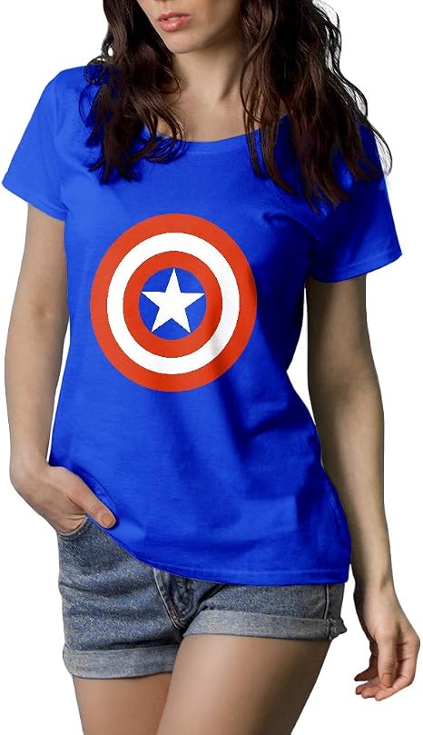 Captain America Super-powered Solider Faded T-shirt, Female, Large, Blue main image 0