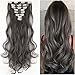 S-noilite 8 Piece 24 I Head Hair Extension 18 ClipT209s Clip-o(Dark Grey)