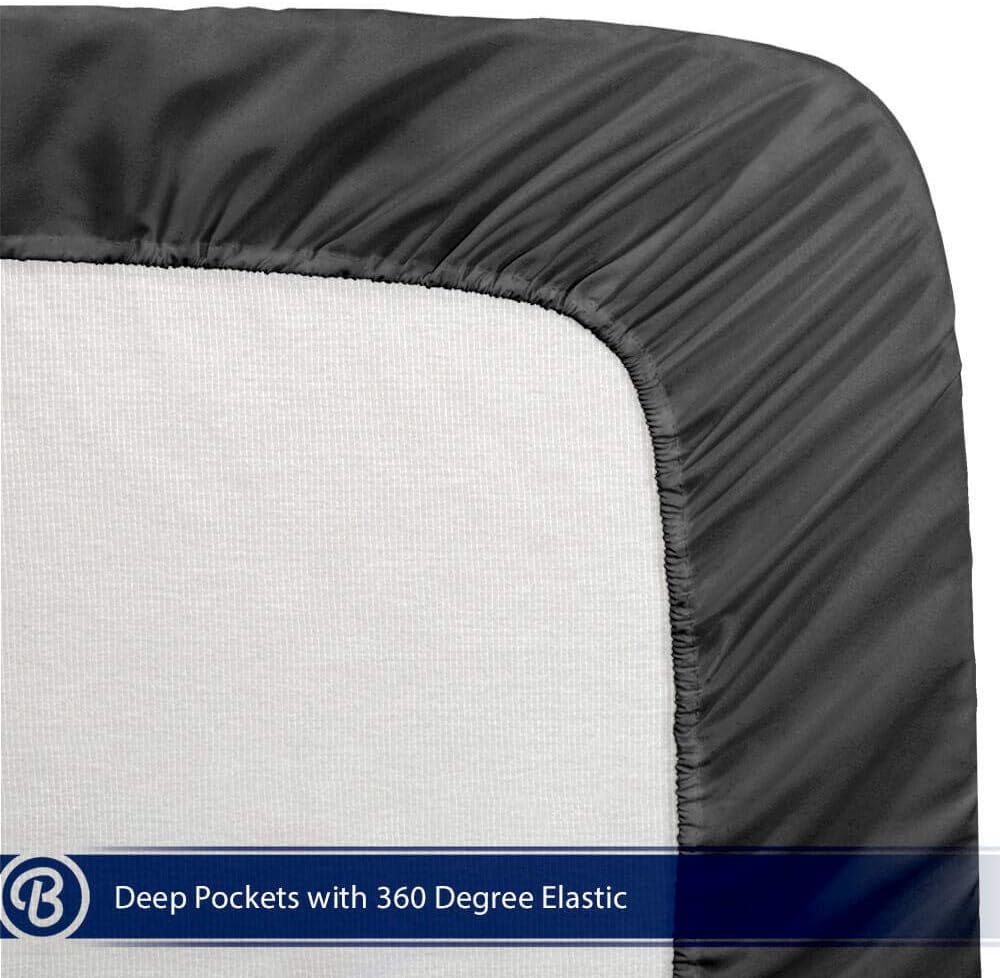Bare Home Bedding Set 7 Piece Comforter & Sheet Set - Full XL - Goose Down Alternative - Ultra-Soft 1800 Premium - Hypoallergenic - Breathable Bed Set (Full XL, Dark Blue/Grey): Home & Kitchen