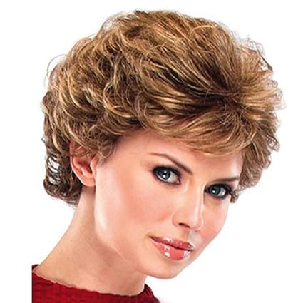 Rindasr Peluca De Color Marrón Oscuro Cabello Rizado Y Corto