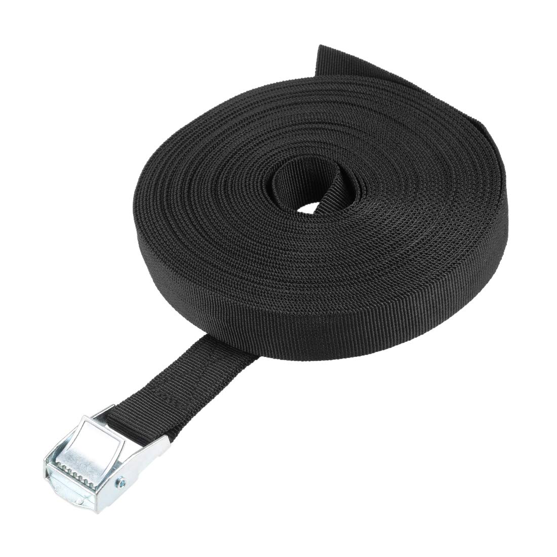 sourcing map Tie Down Strap Cam Buckle Lashing Strap 1" x 39Ft 176lb 80Kg Load Polypropylene for Moving Securing Cargo, Black