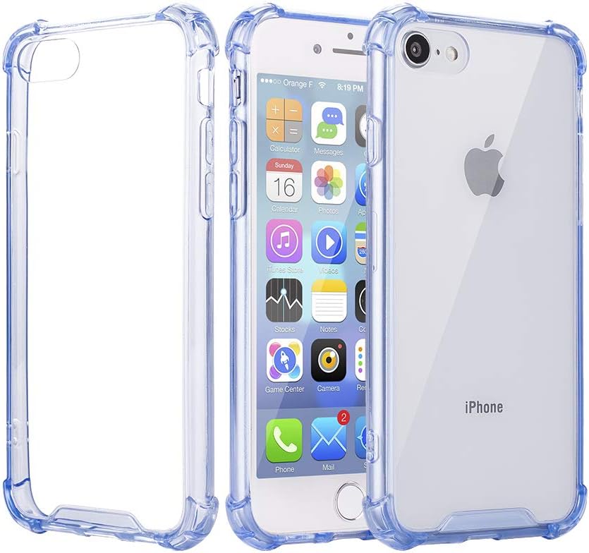 MAYtobe iPhone 7 Case, iPhone 8 Case - Crystal HD Clear Shock Absorption Bumper Soft TPU Cover Case for Apple iPhone 7, iPhone 8 (4.7-inch) - Blue