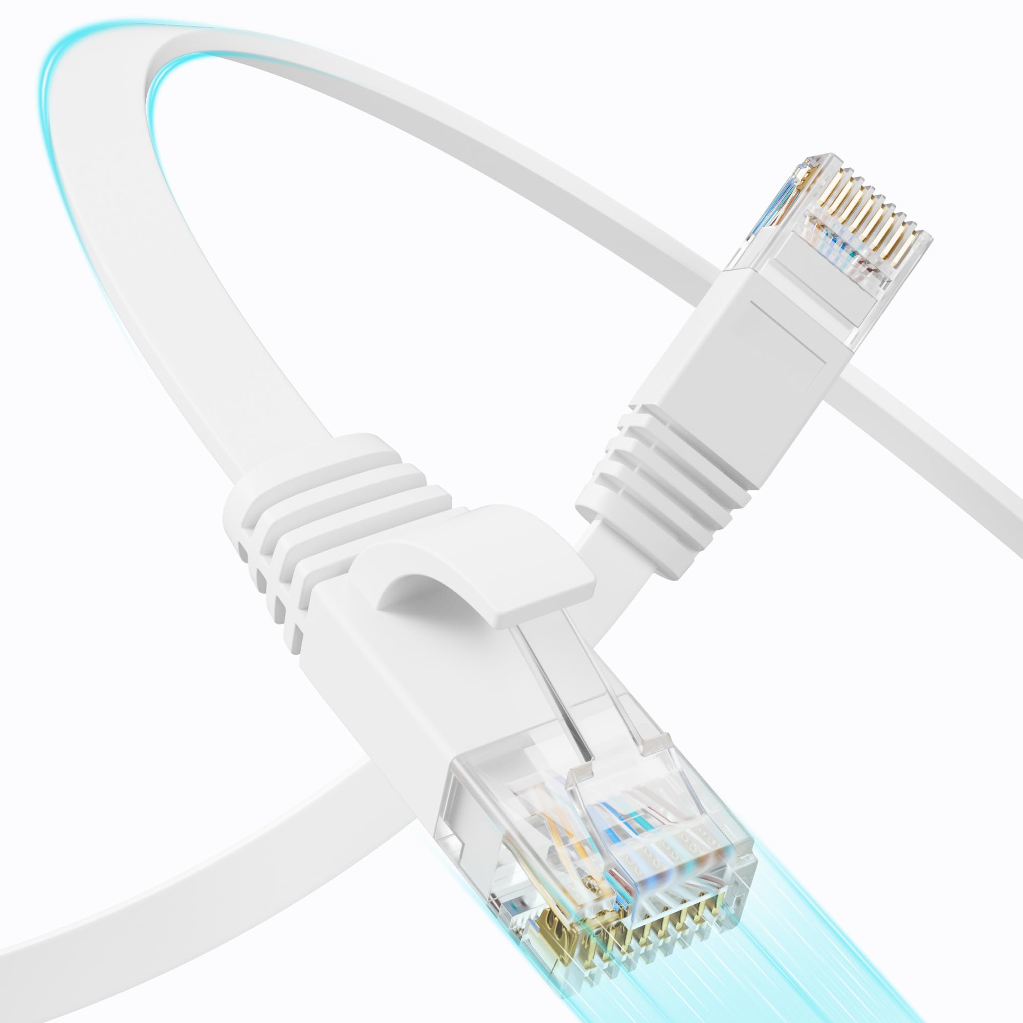 Photo 1 of Mnlnbuao Cat 6 Flat Ethernet Cable 25 FT, UTP 10Gbps High-Speed Cat6 Ethernet Cable, Pure Copper Cat 6 Cable, Long Ethernet Cable for Home or Office Network Wiring, White