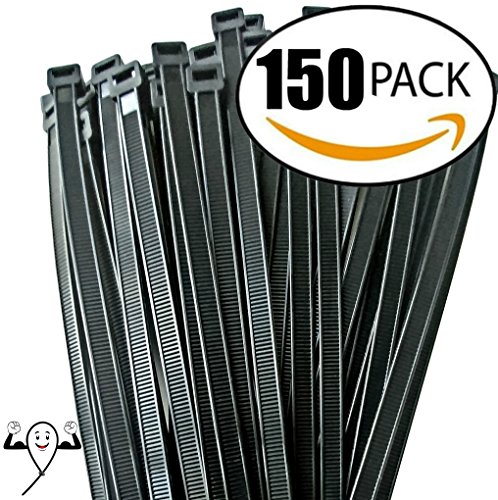 Cable ties 12 inch, by Strong Ties. 150 Double Heavy Duty Cable Wire Ties 120lbs Tensile Strength. Super Value Maximum Thickness Black Ties for Indoor and Outdoor Use. UV Resistant