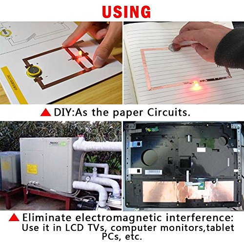 3 Pack Copper Foil Tape with Double-sided Conductive Adhesive for EMI Shielding, Slug Repellent, Paper Circuits, Electrical Repairs, Grounding - Thumbnail 5