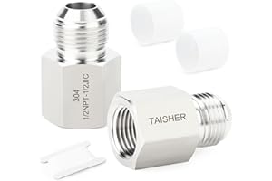 TAISHER 2PCS Forging of 304 Stainless Steel JIC Flare Tube Fittings, 1/2" JIC Male x 1/2" NPT Female, Half Union