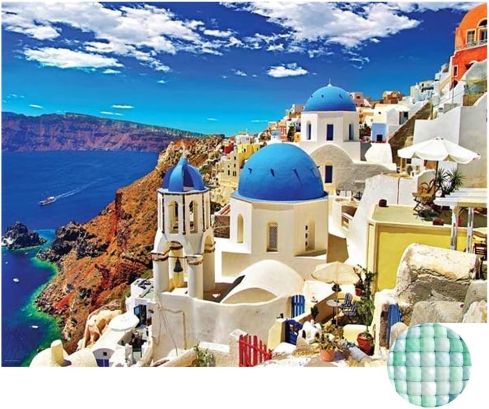 LIPHISFUN Diamond Painting Kits for Adults Full Drill Square Resin Rhinestone Embroidery Unfinished Cross Stitch Home Decor Gift,Greece