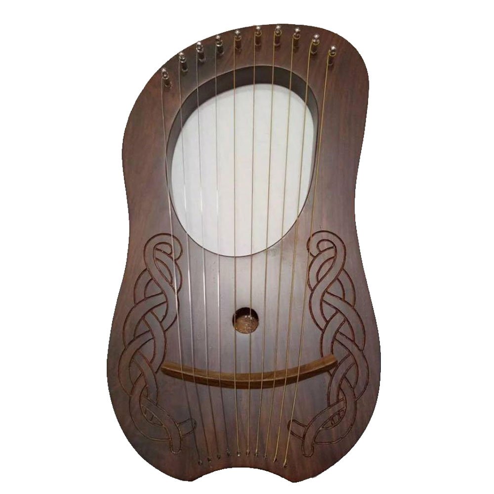 HOH Lyre Harp 10 Strings Rose Wood/Rosewood Lyra Harp +Carrying Case/Strings Harp