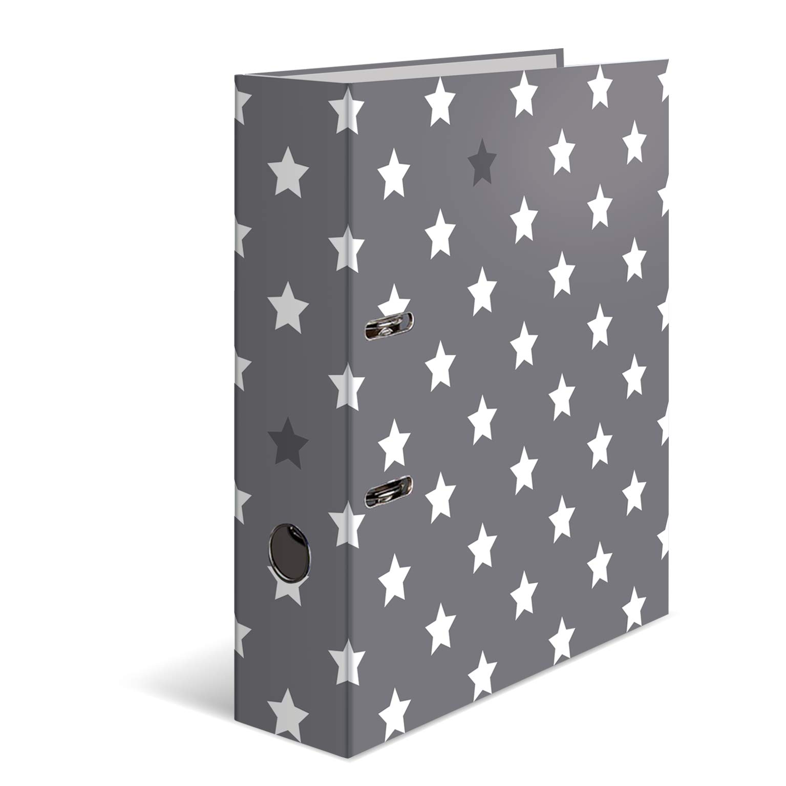 HERMA Lever Arch File Stars with Grey with White Stars Motif, A4, 70 mm Spine, with Inner Print, 1 Folder — image 1