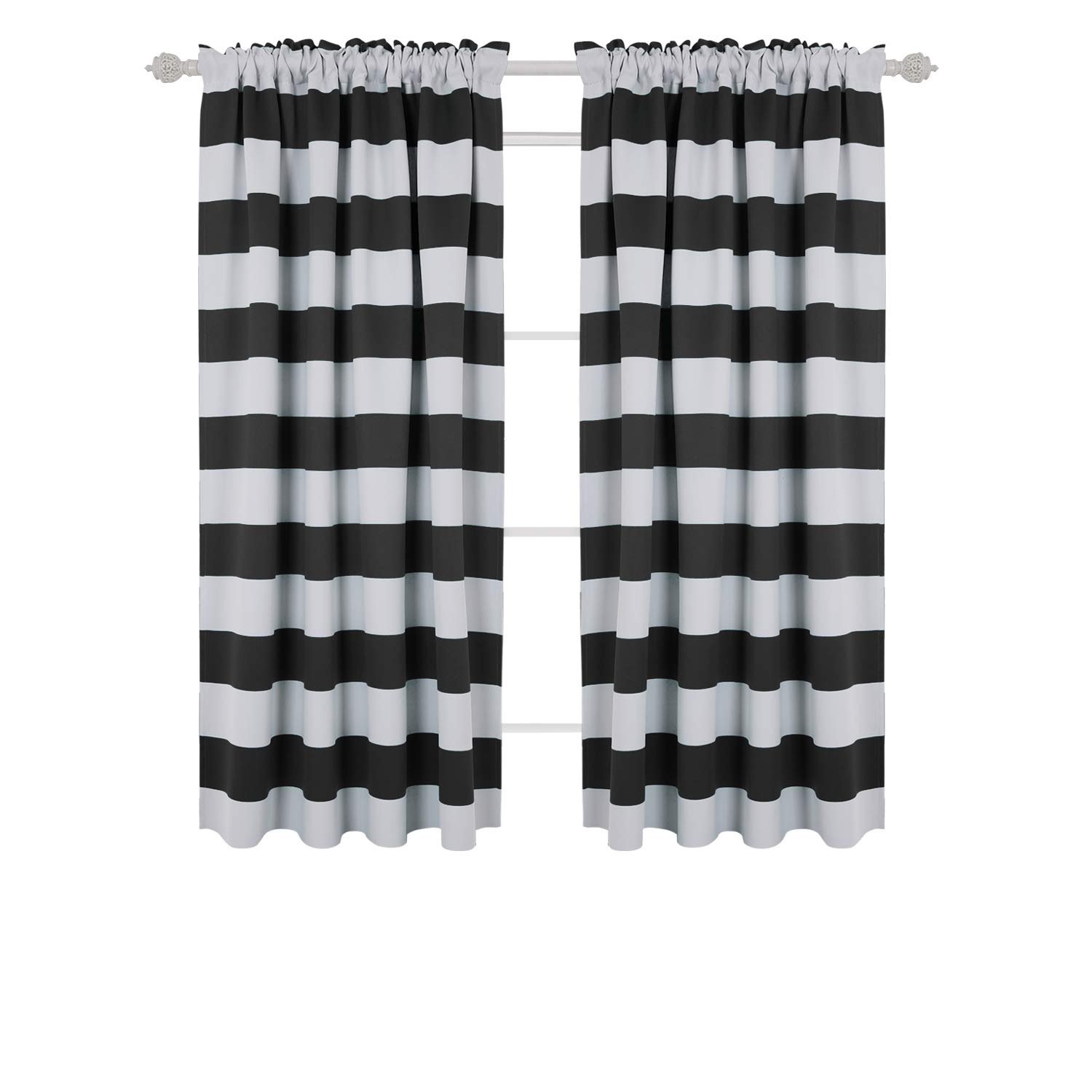 Home Decor Deconovo Striped Blackout Curtains Rod Pocket Black And