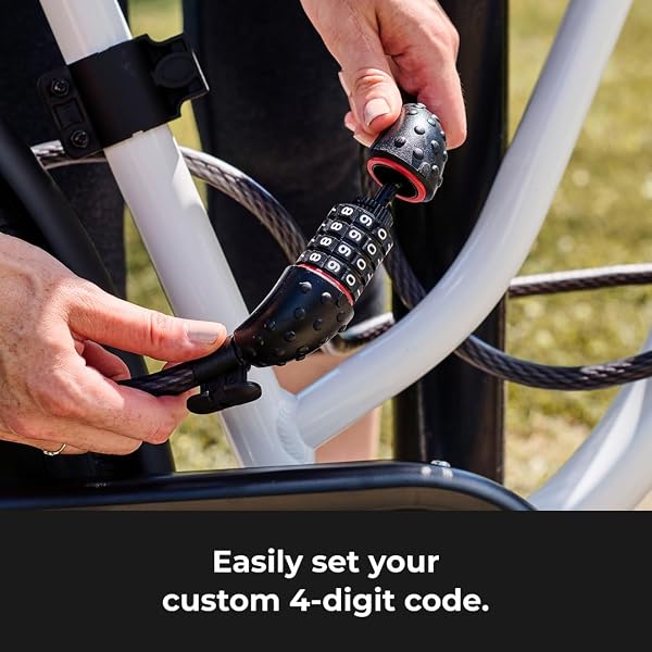 MASTER LOCK CABLE LOCK, SET YOUR OWN COMBINATION BIKE LOCK, 6 FT. LONG, BLACK, 8122D