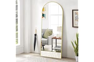 BEAUTYPEAK 65"x24" Arch Floor Mirror, Full Length Mirror Wall Mirrors Hanging or Leaning Arched-Top Full Body Mirror with Stand for Bedroom, Dressing Room, Gold