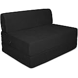 Aart Store One Seater High-Density Foam Sofa Cums Bed Furniture 3 x 6 Feet Black Color