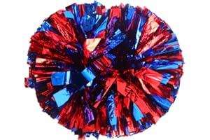 Lovecheer 2PCS/6PCS Metallic Pom Poms Cheerleading with Baton Handle Cheer Pompoms for Kids Adults Team Sports Spirit Party Cheering