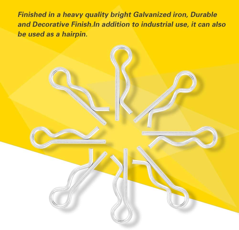 50Pcs 1*18mm R Type Cotter Pin Clips,Galvanized Iron Retaining Cotter Pins Spring Cotter Clips Hair Pin for Hydraulic Support Machinery Industrial - Image 4