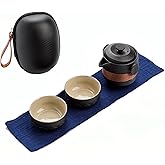 Travel Tea Set Porcelain Chinese Gongfu Teapot Set, MIATTCLD Portable Ceramic Tea Sets Traditional Asian Tea Set with 1 Pot 2 Cups All in One Gift Bag for Travel, Home, Picnic, Outdoor and Office