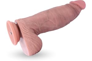 Hismith 10.82" Dual-Density Ultra Silicone Dildo, 7.52" Insert-able Length Dong with KlicLok System for Ordinary User, High-e
