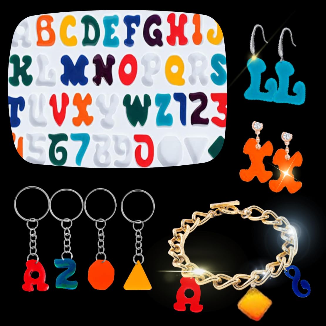 DeryArcle Letter Pendant Resin Mould Alphabet Keychain Silicone Moulds Small Number Shape Jewelry Mold Earring Epoxy Resin Casting Molds for DIY Necklace Bracelet Charm Phone Shell Craft Decor