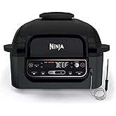 Ninja Foodi Pro 5-in-1 Indoor Integrated Smart Probe, 4-Quart Air Fryer, Roast, Bake, Dehydrate, an Cyclonic Grilling Technology, with 4 Steaks Capacity, in a Stainless Finish