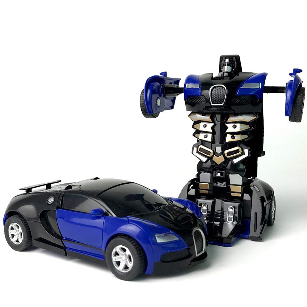 Blau Ouken 1pc Transformation Roboter Auto Transformator Auto Deformation Kleine Roboter Auto Trager Spielzeug Kinder Inertial Mini Kollision Deformation Bugatti Aktion Auto Spielzeug