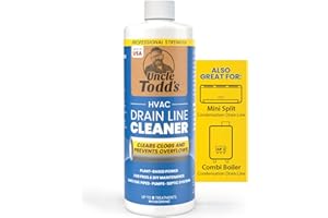 Uncle Todd's HVAC Drain Line Cleaner – 16oz / 8 Months Supply Bleach-Free, Fast-Acting, Long-Lasting AC Drain Line Solution for Tough Clogs & Buildup