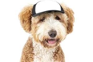 DIY PupLid Trucker Hats (Black/White, Small) – Customizable Dog Hat, Blank Canvas for Personalized Design, Adjustable, Premium Stylish Sun Protection