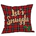 5 Pack Red Black Christmas Scottish Buffalo Checkers Plaid Pillow Cover,Winter Deer,Let's Snuggle Quotes Home Decorative Throw Pillow Case Cushion Cover for Sofa Couch 18 x 18 Inch