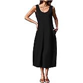 BerryGo Womens Summer Cotton Midi Dress Sleeveless Vacation Beach Casual Tank Dresses 2026 Long Sundress Trendy