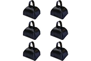 JINSIHOU 6 pack 3’’ Steel Cow Bell Noise Maker Cowbell, Cheering Loud Hand Call Bell for Sport Events Football Soccer Hockey Baseball Basketball Games Party Concert Graduations School Wedding Farm Ranch