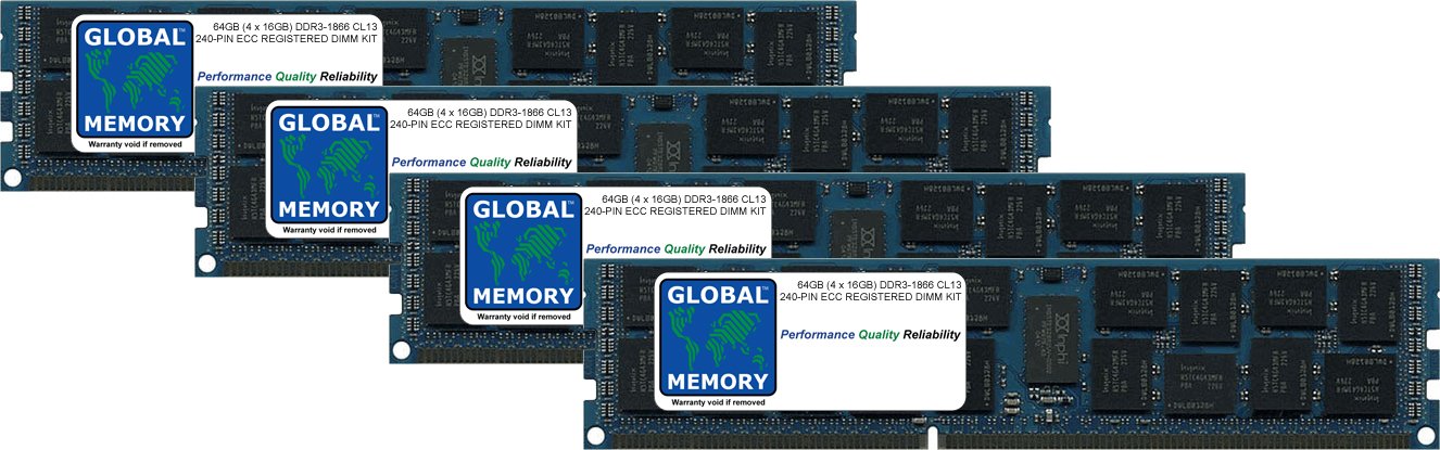 64GB (4 x 16GB) DDR3 1866MHz PC3-14900 240-PIN ECC REGISTERED DIMM (RDIMM) MEMORY RAM KIT COMPATIBLE WITH MAC PRO (LATE 2013)