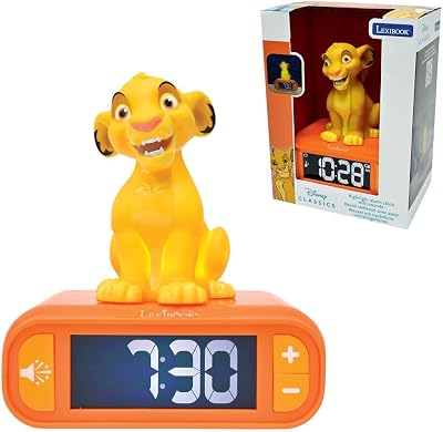 Lexibook Disney Lion King Simba Nightlight Alarm Clock LCD Backlit