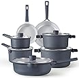 CAROTE Ceramic Cookware Set 12 Piece, Healthy & PFOA/PFAS Free, Nonstick Pots and Pans Set, Induction-Compatible, Navy Blue