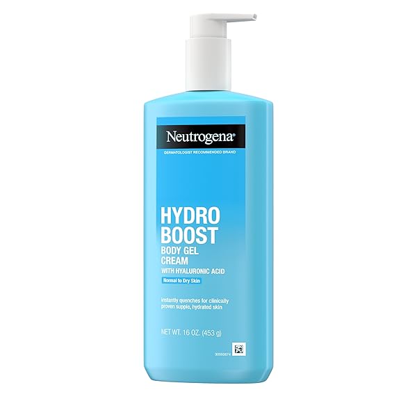 NEUTROGENA HYDRO BOOST BODY GEL CREAM, HYDRATING BODY LOTION WITH HYALURONIC ACID FOR NORMAL TO DRY SKIN, LIGHTWEIGHT FRAGRANCE-FREE HYALURONIC ACID MOISTURIZER, 16 OZ