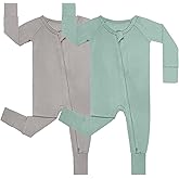 GUISBY Rayon Made from Bamboo Baby Footless Long Sleeve Pajamas with Zipper for Boy Girl