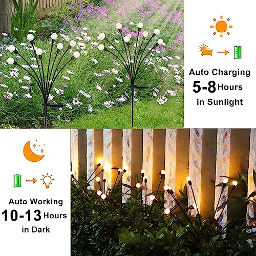 RICEEL 4 Pack Firefly Lights Solar Outdoor, Solar Garden Lights Upgraded 32 LED Solar Powered Firefly Lights Landscape Lights Sway by Wind Solar Lights Outdoor Waterproof for Pathway Yard Decor