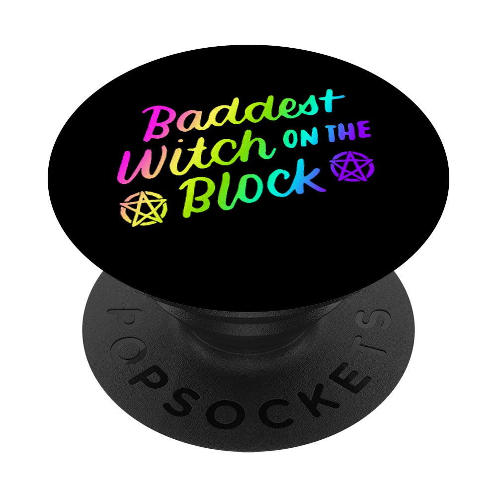 Baddest Witch On The Block Funny Halloween Women Teen Girls PopSockets PopGrip: Swappable Grip for Phones & Tablets
