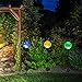 Solar Powered Crackle Glass Ball- 7 Color Changing Stake Lights- Set of 3- Weatherproof Design- Decorative Landscape Lamps- Wireless Outdoor LED Accent Lighting- Best Decor for Garden/Yard/Path (3)
