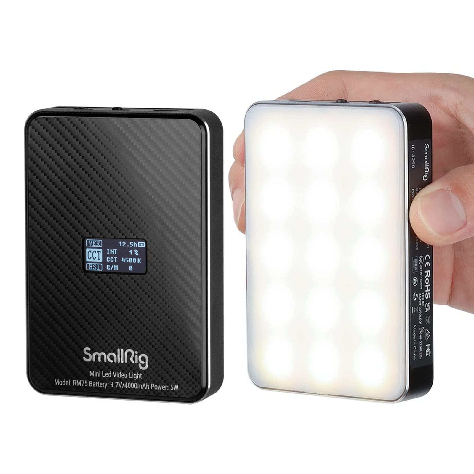 Photo 1 of SmallRig RM75 RGB Video Light, RGBWW Full Color Portable LED Light Panel, 4,000mAh Battery, 2500-8500K, CRI96, TLCI 98, Magnetic Attraction and App, for Vlogging Photography 3290