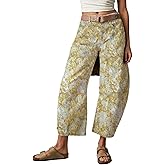 CHARTOU Womens Wide Leg Cropped Jeans Pants Baggy High Rise Denim Pants Y2k Floral Barrel Jeans