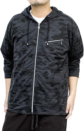 Amazon One Colors パーカー メンズ 大きいサイズ 半袖 7分袖 カモフラ 迷彩 薄手 ジップアップ ゆったり ジップアップ パーカー トレーナー パーカー 通販