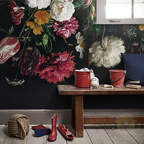 Lzhenjiang mural Retro Large Murals Hand Painted Flower Tv Background Wall Paper The Hotel Restaurant Bedroom Wallpaper450*315cm(W*H)