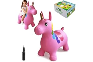 HotMax Unicorn Bouncy Horse Toys for 2 Year Old Girl, Toddlers Bouncing Animals, Ride on Rubber Jumping Toys for Baby Girl or Boy 1st Birthday Gift for 2 3 4 Year Old (Pink Unicorn)