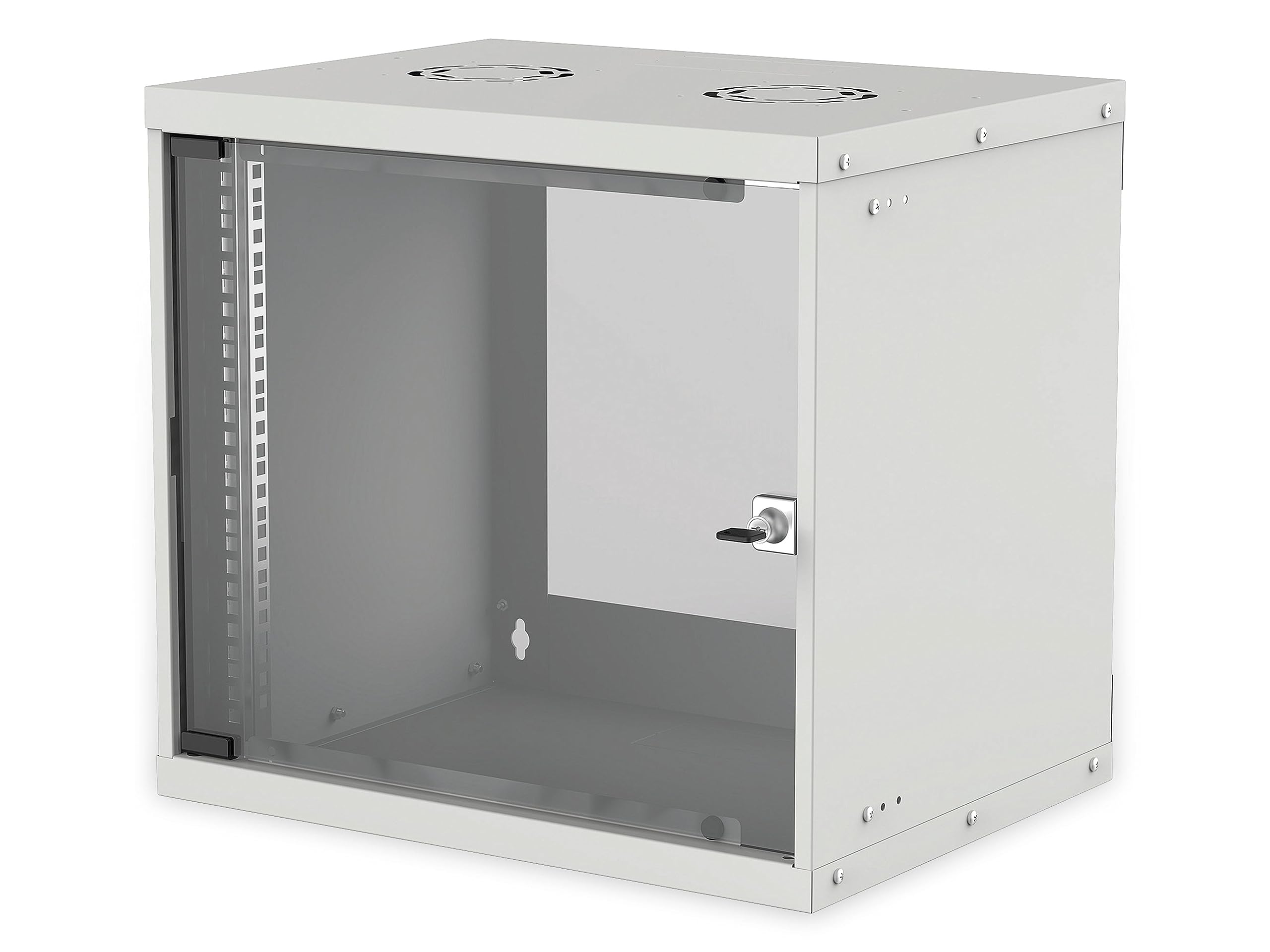 Intellinet Network Cabinet, Wall Mount (Basic), 9U, 400 mm Deep, Grey, Flatpack, Max 50 kg, Glass Door, 19 Inch, Three Year Warranty