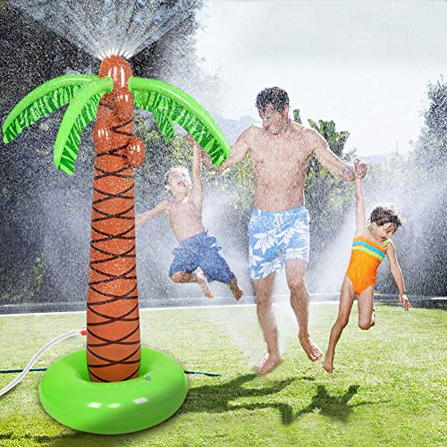 Juboury Palm Tree Sprinkler Inflatable Palm Tree Water Toys - Outdoor Inflatable Ginormous Palm Tree Yard Sprinkler for Kids