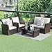 Wisteria Lane 5 Piece Outdoor Patio Furniture Sets, Wicker Ratten Sectional Sofa with Seat Cushions,Brown primary