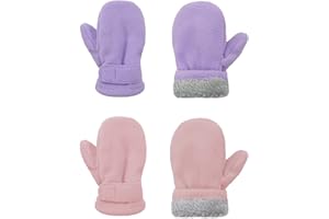 American Trends 2 Pairs Toddler Mittens Unisex Lined Fleece Gloves Winter Warm kids Mitten for Baby Boys and Girls