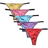 Colorful Star 5 Pack Women's Satin G-string Underwear V-back Thongs Panties