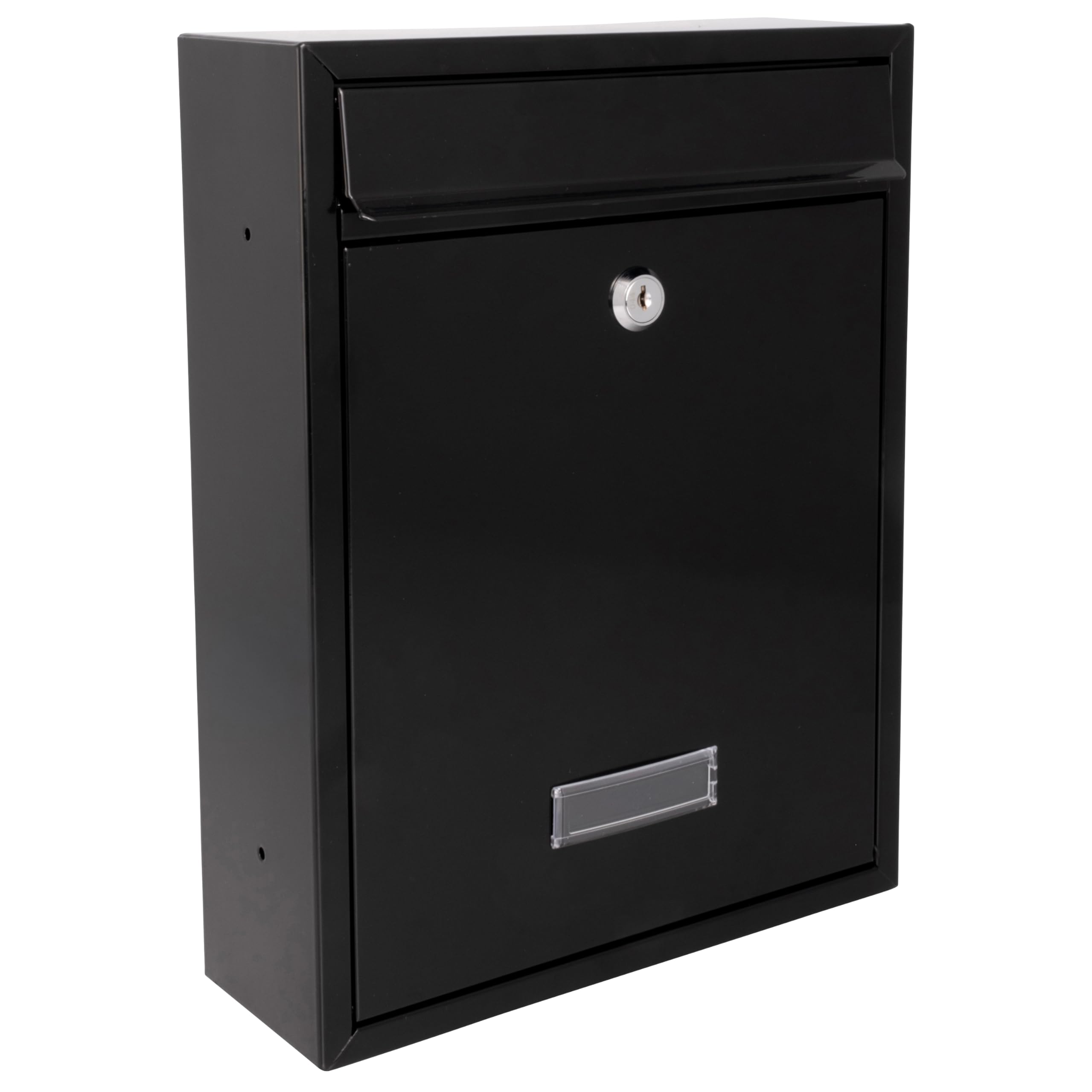 Burg-Wachter MB19BK Trent Wall Mounted Galvanised Steel Lockable Weatherproof Post Box, Black 26x34x9cm
